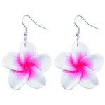 Dangle Earrings - Flower - White-Pink