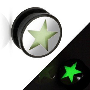 Picture Ear Plug - Glow in the dark - Silver - Star