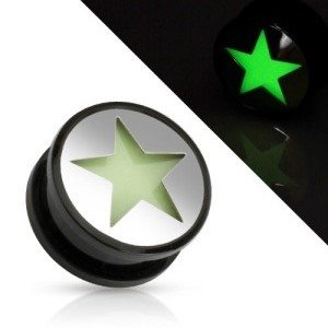 Picture Ear Plug - Glow in the dark - Silver - Star