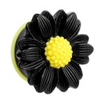 Ear Plug - Acrylic - Daisy - Black