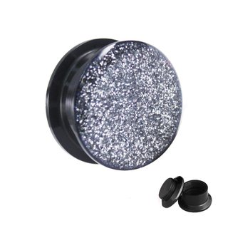 Ear Plug - Glitter - Silver - 12 mm