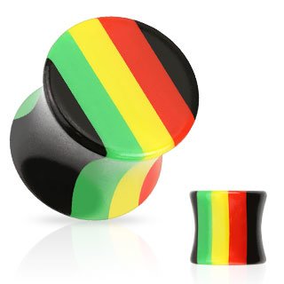 Classic Ear Plug - Double Flare - Rasta - 8 mm