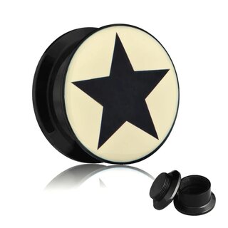 Picture Ear Plug - Screw - Star Black - 5 mm