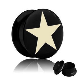 Picture Ear Plug - Screw - Star White - 28mm