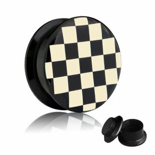 Picture Ear Plug - Screw - Chessboard - Check - 10mm