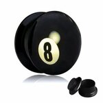 Picture Ear Plug - Screw - 8 Ball - 18mm