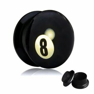 Picture Ear Plug - Screw - 8 Ball - 24mm