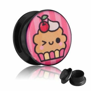 Picture Ear Plug - Screw - Capcake - 10 mm