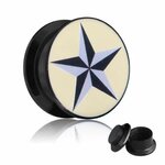 Picture Ear Plug - Screw - Star Grey-Black - 5mm