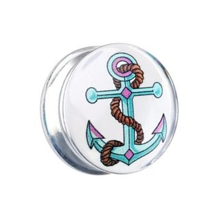 Silhouette Ear Plug - Anchor -Blue - 10 mm