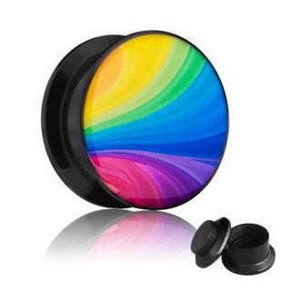 Picture Ear Plug - Screw - Rainbow - 6 mm