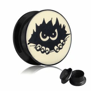 Picture Ear Plug - Screw - Evil Eye - 5mm