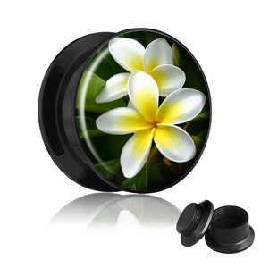 Picture Ear Plug - Screw - Exotic Flower - 6 mm