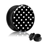 Picture Ear Plug - Screw - Polka Dots - Black - 32 mm