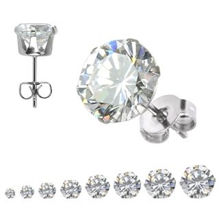 Ear Stud - Silver - Crystal 10 mm