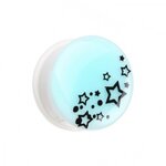 Picture Ear Plug - Glow in the dark - White - Stars - 10 mm