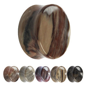 Stone Ear Plug - Petrified Wood - 6 mm